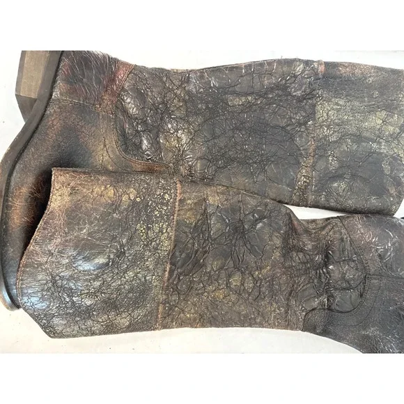 STEVE Madden 6.5 Women's Leather Riding Boots Brown Distressed Textured see pics - Picture 8 of 8